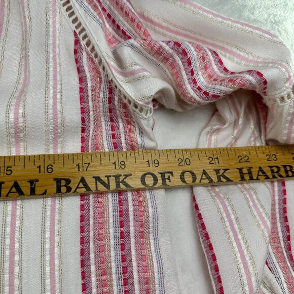 Allison New York Womens Striped Long Bell Sleeve Boho Top Tassels Crochet Sz XS - Picture 8 of 13